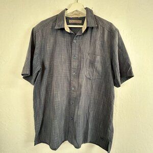 REI Mens Short Sleeve Button-Up Shirt Large Gray Space Dye Casual Lightweight